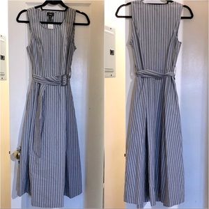 NWT Mossimo Blue Striped Belted Midi Dress XS